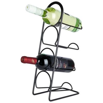 Black Metal Wine Rack Alcohol Shelf Cabinet Wine Shelf for 4 Bottles