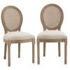 Set of 2 Living Room Chairs in Vintage Style with Openwork Backrest, in Wood and Fabric, 49x56x96cm, Cream White