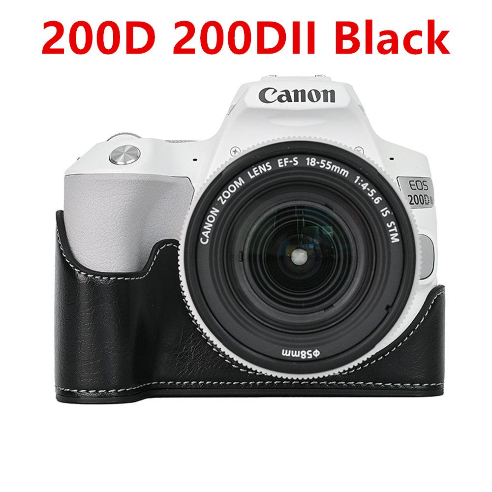 Camera Bag PU Leather Half Body Case for Canon EOS R50 R10 200D 200DII Battery Opening Bottom Cover
