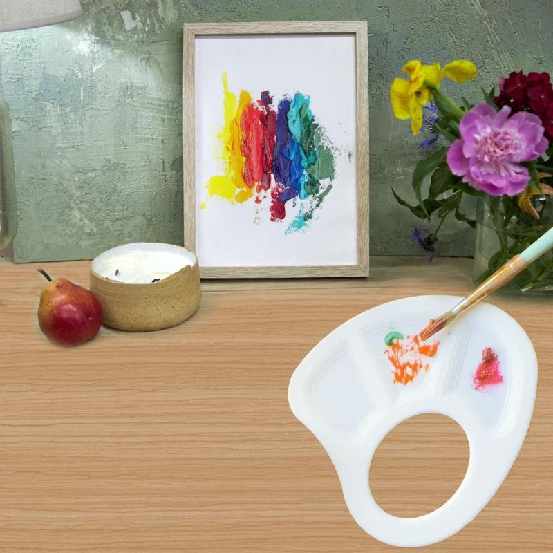 3 Color Mixing Tray Miniature Handheld Finger Painting Palette For Watercolor Oil Acrylic Paint With Thumb Hole Design