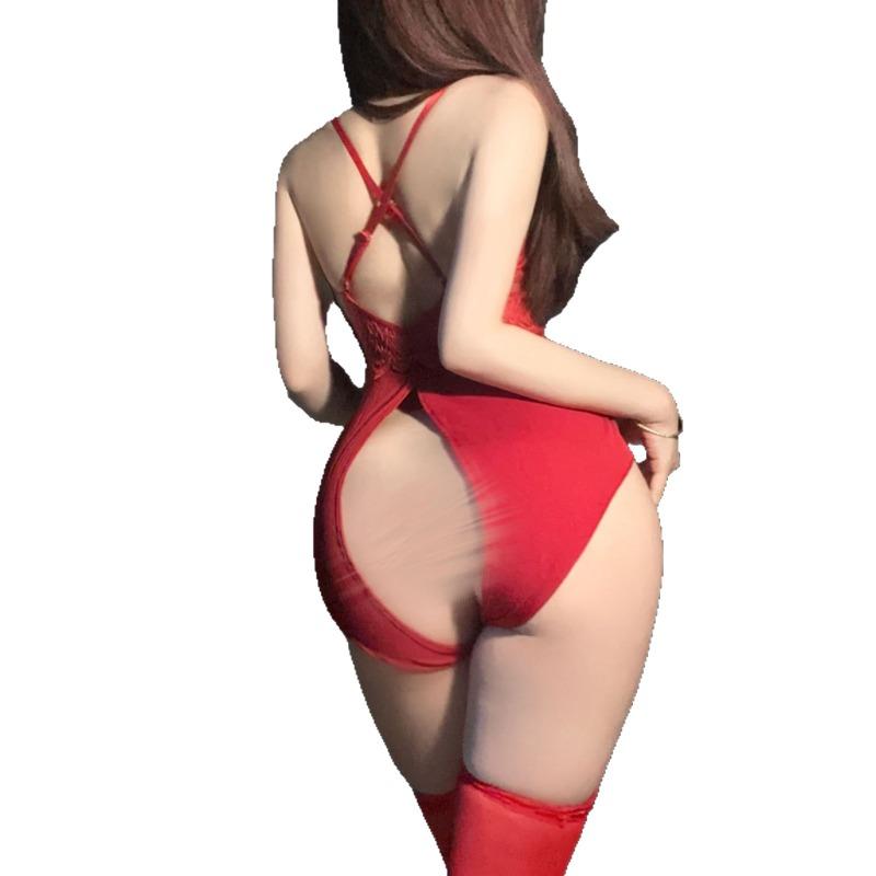 Sex underwear sexy pure open crotch onesie hanging neck sexy temptation lace hollow uniform