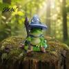 Compact Halloween Desk Sculpture Witch Frog Ornaments, Resin Magic Wizard Figurine, Micro-landscape Miniature Cute Fantasy Mini Statue for Home
