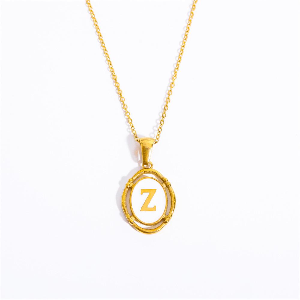 Color Retention 26 Letter Pendant Oval Necklace Necklace 26 Letter Electroplated Real Gold