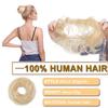 100% cabello humano moño Scrunchies Updos donut moño extensiones de cabello envolver cola de caballo
