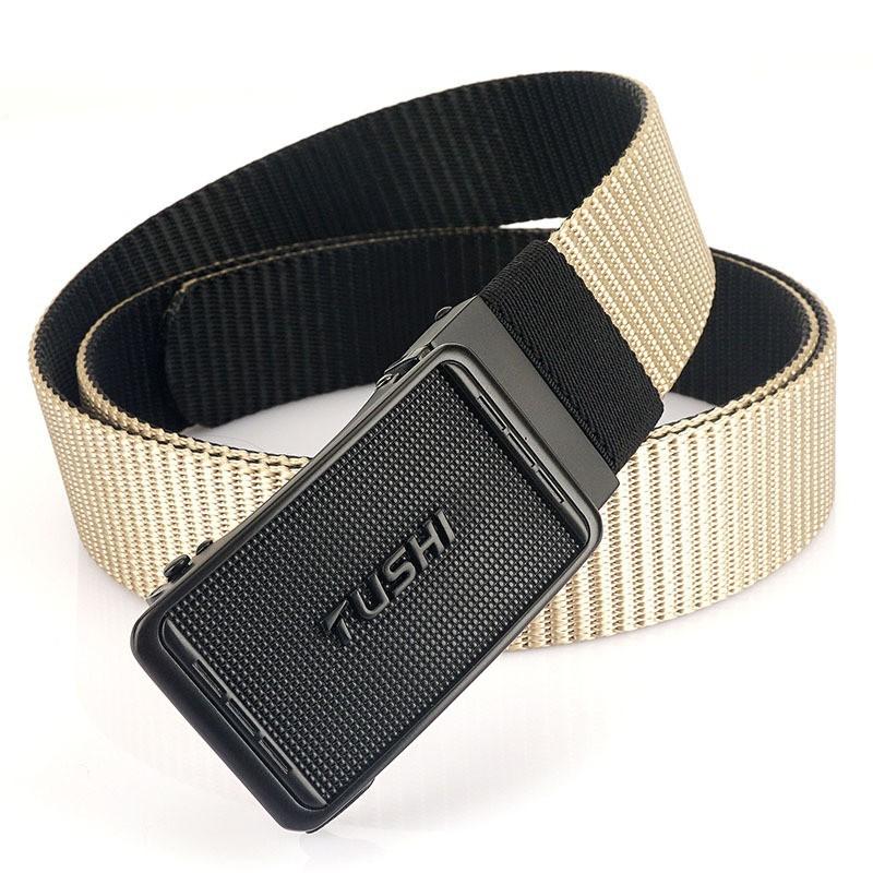 Men's Nylon Canvas Belt Rotating Automatic Buckle Casual All-matching Double-sided Color Overalls Strap