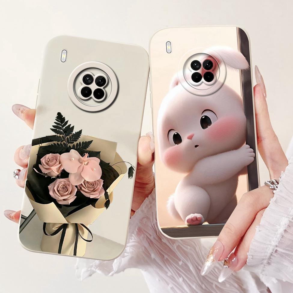 For Huawei Y9A Case Cover Luxury Fashion Flowers Kawaii Cute Cat Shockproof Phone Case For Huawei FRL-22 FRL-23 FRL-L22 FRL-L23