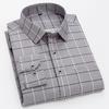Mens Dress Shirts Striped Long Sleeve Plaid Checked Shirt Smart Casual Business Non-Ironing Korean Slim Fit Formal Blue White