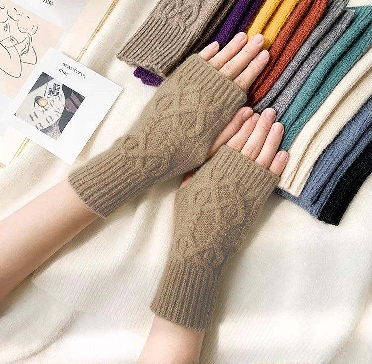 Half Finger Gloves for Women Winter Soft Warm Knitting Gloves Soft Warm Half Finger Unisex Mitten Guantes