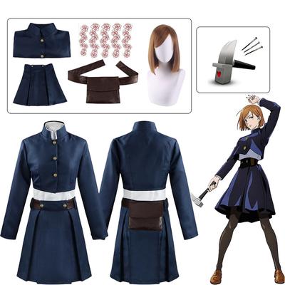 Anime Jujutsu Kaisen Kugisaki Nobara Cosplay Kostým Parochňa Kladivo Dámsky Oblek Outfit Uniforma s Taškou Pásom