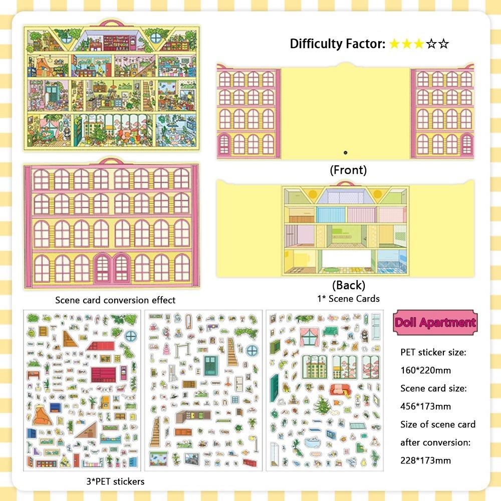 

Cartoon Pattern Landscape Sticker Multicolor Scenery Sticker Set Cute Scene Sticker Scrapbooking apartment
