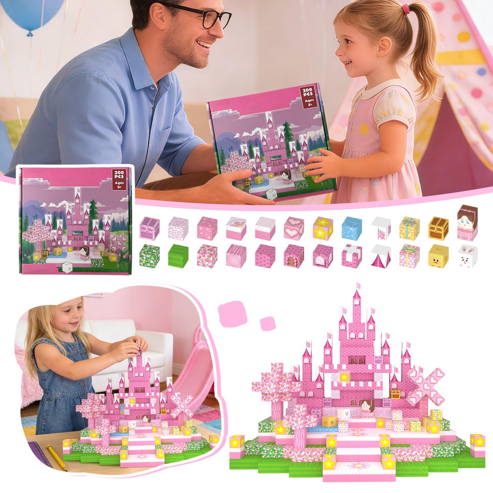Magnetic Building Block Set, Magnetic , Magnetic Sheets, Children S Diy Toys One Size розовый