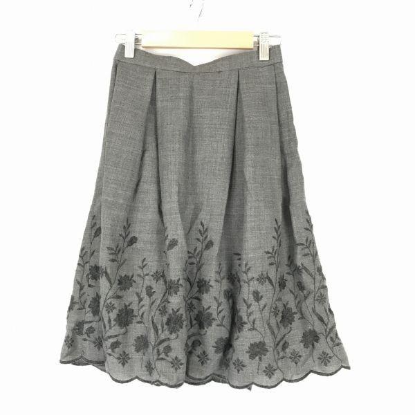 Made In Japan/M'S GRACY/Two-Piece Set Up/Knee-Length Skirt/Fully Lined/9AR/Gray/Floral Embroidery/Suit/Jacket