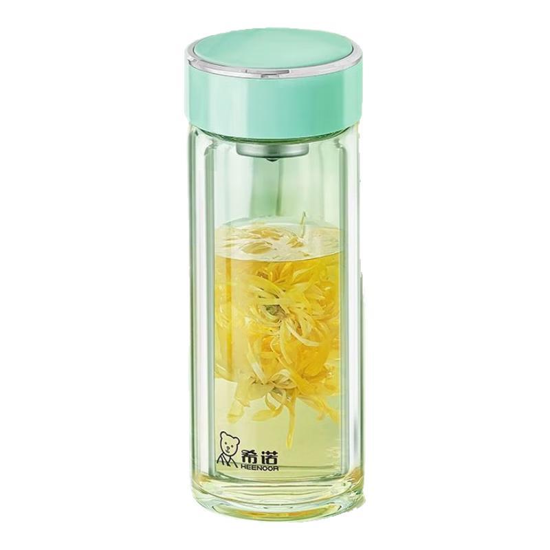 Heenoor Women s Double-Layer Antibacterial Glass Water Bottle
