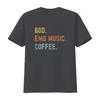Vintages Emo Music And Coffee Distressed T Shirt vintage Washed Soft Breathable Stylish Versatile Unisex homme Casual Stretched