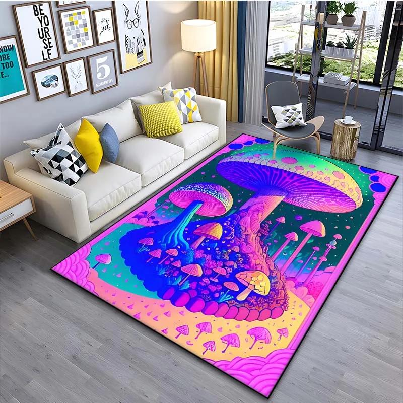 

Fantasy Forest Mushroom Pattern Area Rug for Living Room Bedroom Bedside Non-Slip Floor Mat Nature-Inspired Home Decor 60x90cm(23x35in)