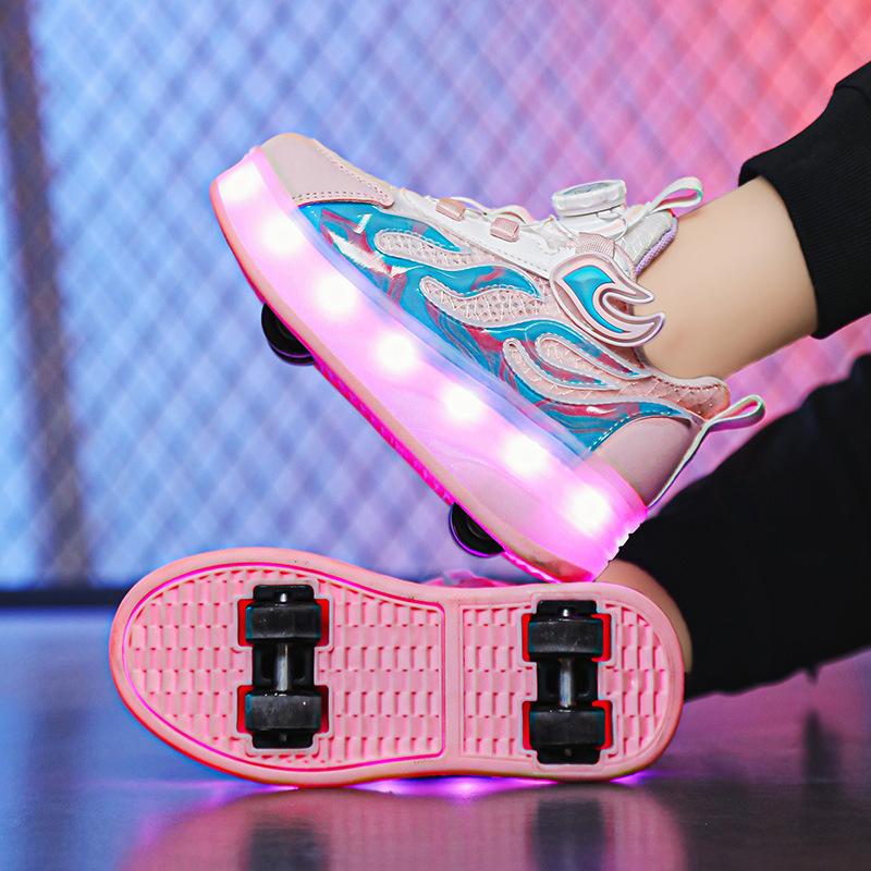 

Racing Roller Skate Shoes Children s 2-in-1 Removable Roller Skating Shoes for Skating and Parkour Women s Sneaker with 4 Wheels 28