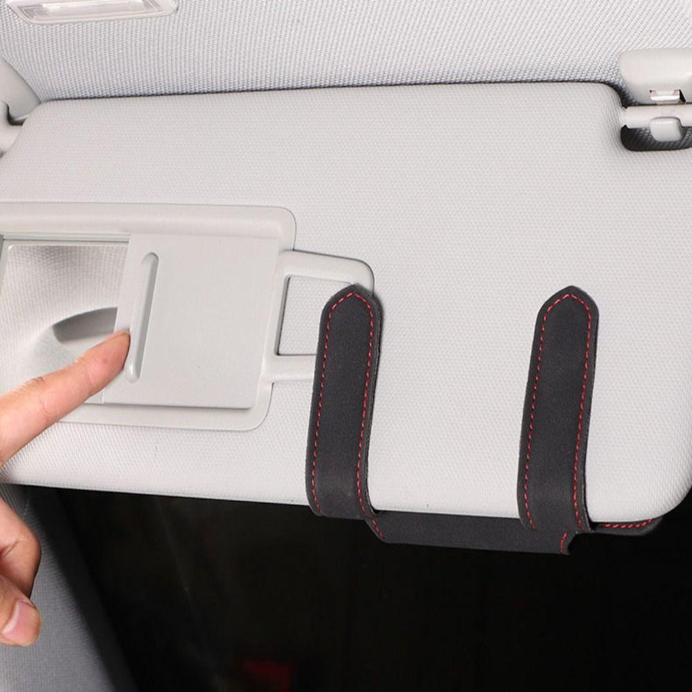 Leather Car Sunglasses Holder Case Stable Magnetic Glasses Clip  Storage Accessories