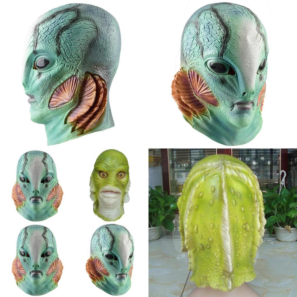 Monster Human Fish Head Mask With Latex Material For Costume Parties And Holiday Celebrations