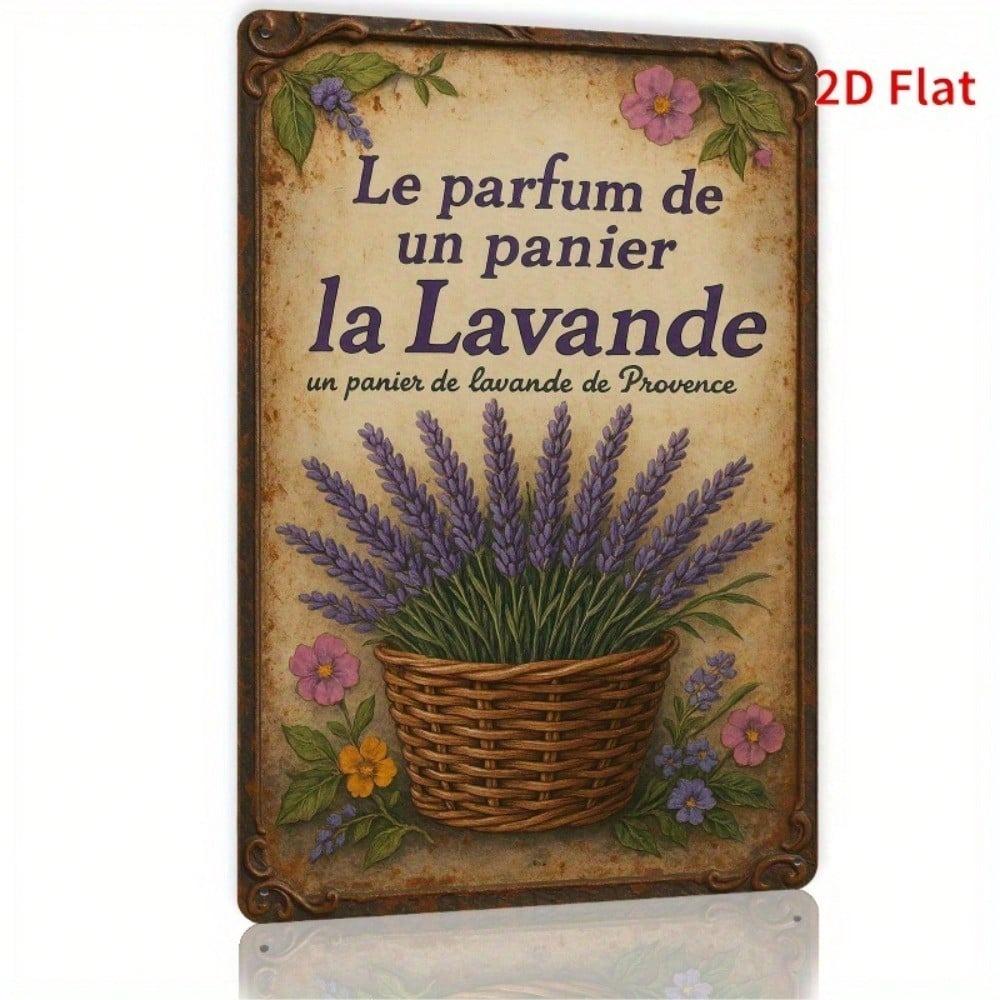 Vintage Lavender Basket Metal Wall Poster Home Living Room Decor