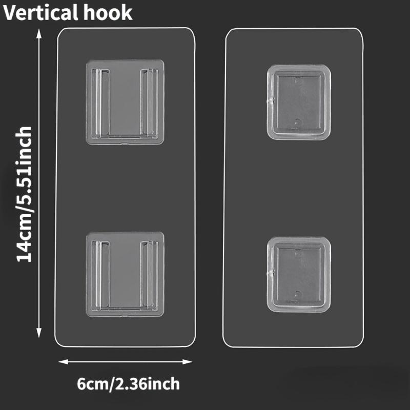 1Pairs Self-Adhesive Plastic Wall Hooks, 5.44kg Max Weight, Double-Sided, No-Punch, Transparent, Modern Style, Multi-Purpose Kitchen