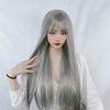 Grey Long Straight Hair Wig with Bangs High Quality Synthetic Women's Wig Universal Cos High Street Style