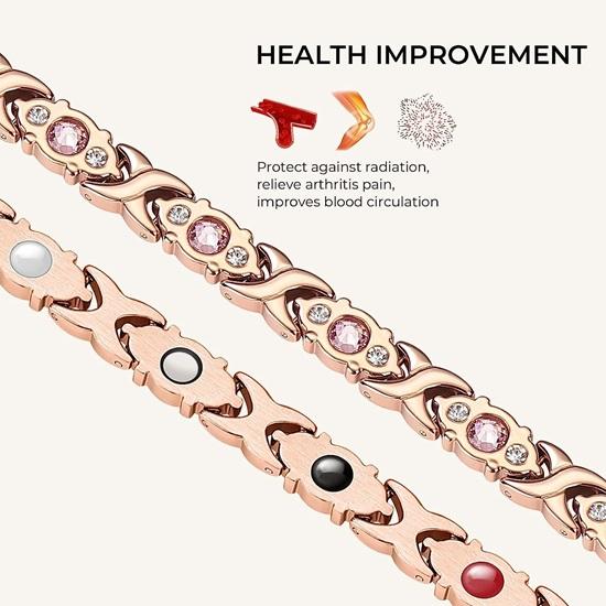 Magnetic Bio Energy Titanium Bracelet for Women, Girls Rose Gold