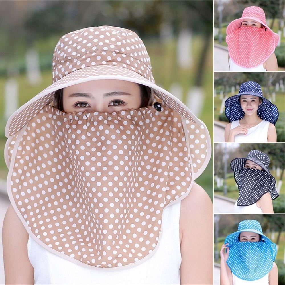 

Wave Dot Beach Cap Wide Brim Tea Picking Cap Korean Style Sun Hat Outdoor Sports хакі