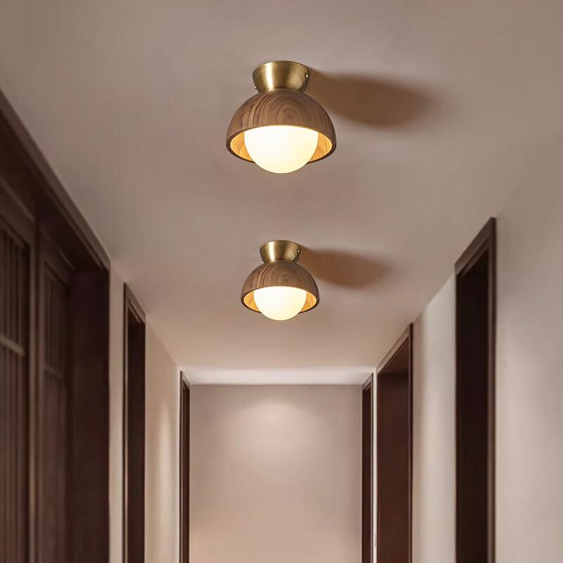 Walnut Wood New Chinese Style Ceiling Light
