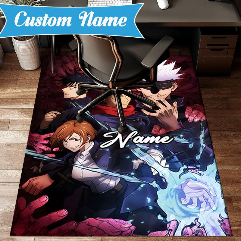 Benutzerdefinierter Name Jujutsu Power Teppich Spielteppich, Fußmatte für Schlafzimmer Wohnzimmer Eingangsbereich Teppich, Wohnkultur Idee Geschenk für Weihnachten Geburtstag