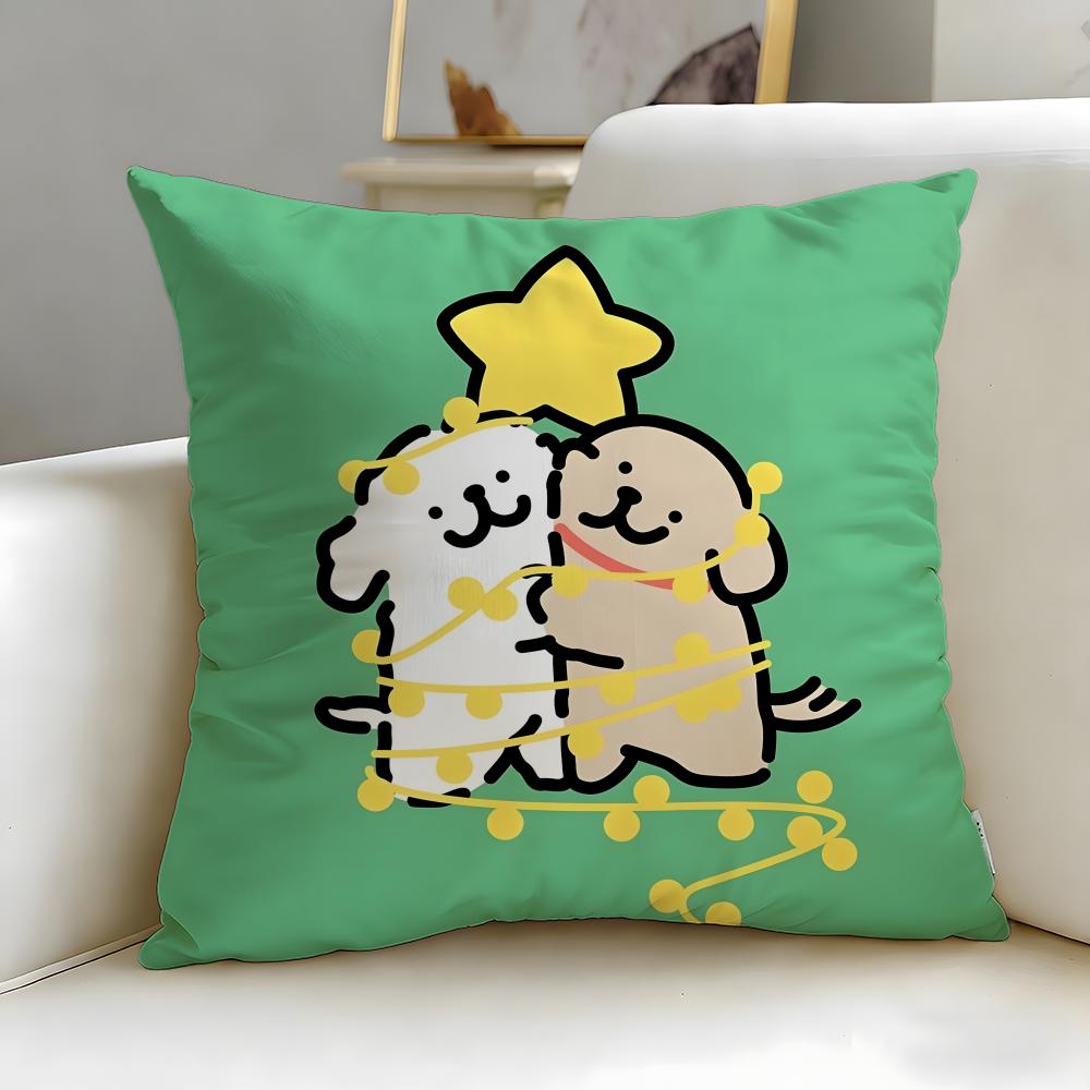 classic cartoon Line Puppy Cushion Cover Soft  EasyWash Pillow Case  Versatile for Couch Bed Travel and Office