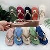 Diamond Slippers Women Summer Outdoor Wear Beach Shoes Sandals Womens Sexy Shoes Slope Heel Flip Flops for Women Chanclas Mujer