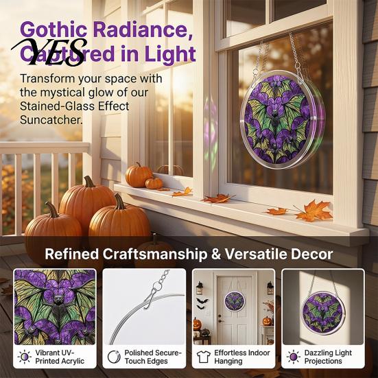 Adult Halloween Activity Acrylic Puzzle Suncatcher Window Hanging,7.87 Inch Sun Catcher Decorative Hanging Decoration Ornament, Ideal for Gifting and