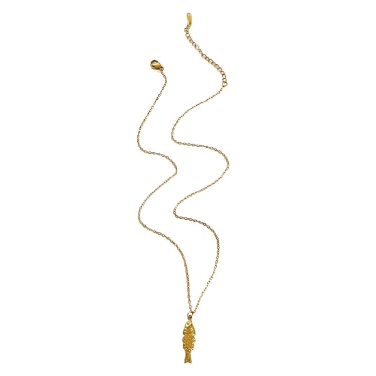 Elegant Adjustable Fish Pendant Necklace Set Sturdy Stainless Steel Chain Jewelry for Women Beach Party Casual Wear