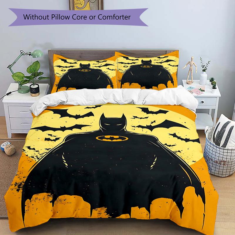 3pcs Batman Bedding Set, Soft Polyester Duvet Cover and Pillowcases Machine Washable Seasons all suitable & Guest Room Decor241