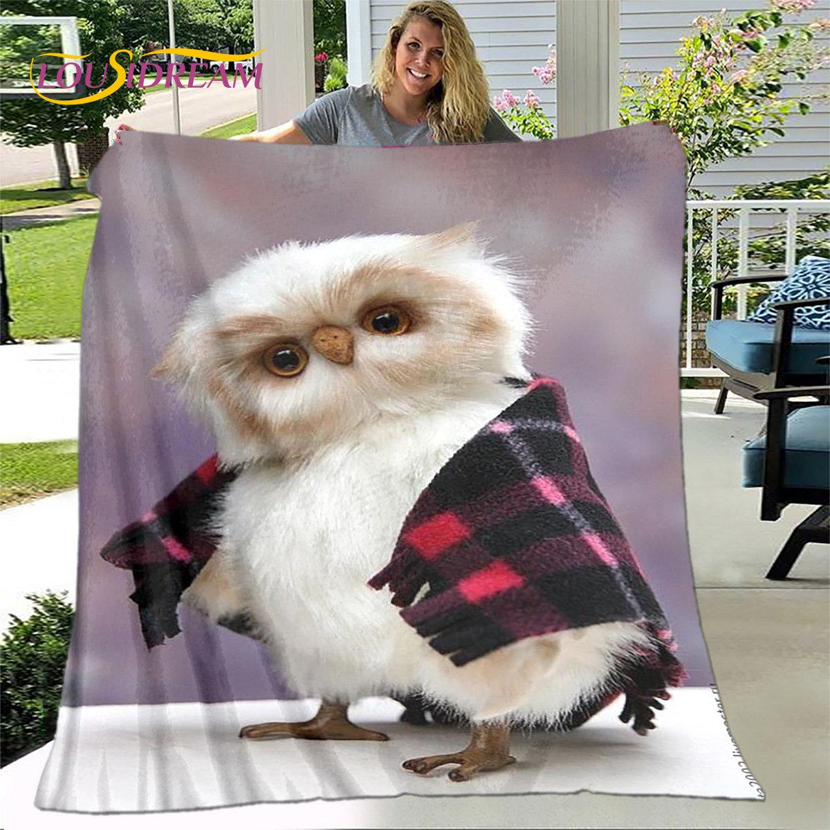 

3D Cartoon Cute Owl Flannel Soft Blanket Throw Blanket for Living Room Bedroom Bed Sofa Picnic Cover 75x90cm