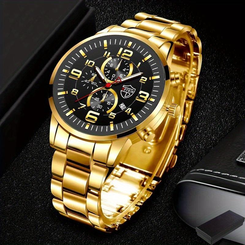 1 Stück Herrenmode Sport Quarzuhren Edelstahlarmband Armbanduhr mit , Beste Geschenke für Ihn