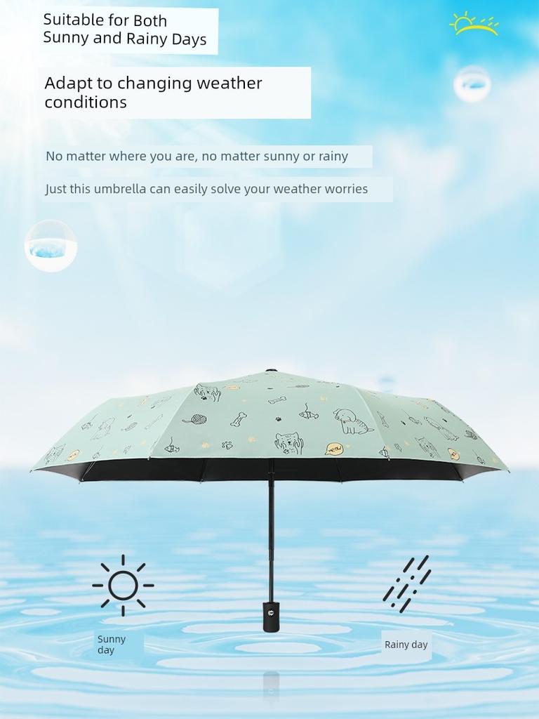 Full-Automatic Umbrella Dual-Use Women Folding Men's Sun Protection UV Protection Student Sun Umbrella Cute Ins