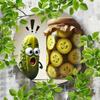 Whimsical Pickle Jar Metal Sign Farmhouse Round Wall Decor Winter Printed Art Durable Indoor Outdoor Home Accent