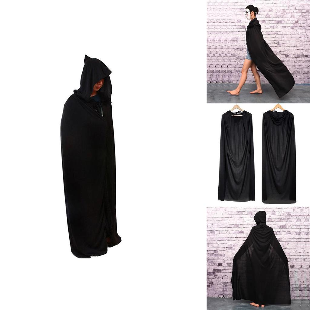 Halloween Cloak Cosplay Grim Reaper Vampire Witch Wizard Robe Party Adult Children Black Cloak Cape