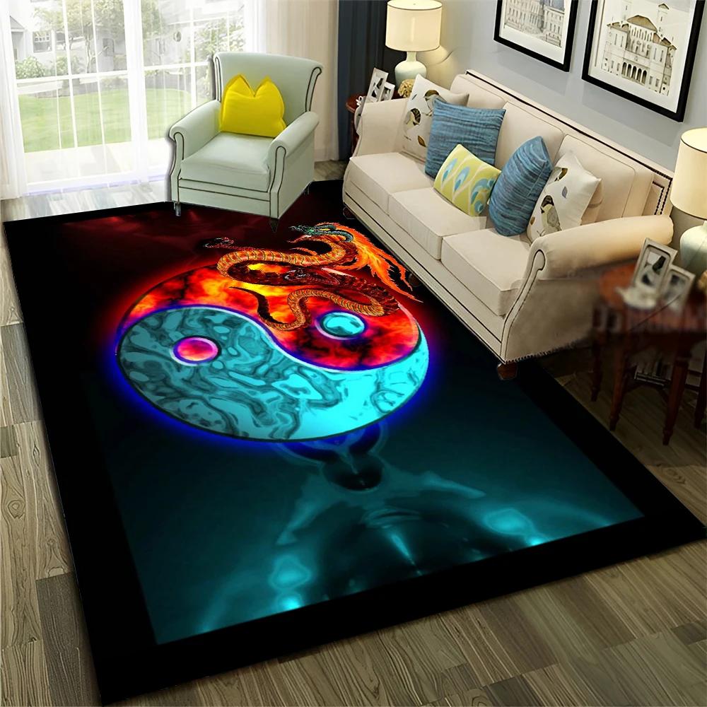 Čínský 3D koberec Tai Chi Bagua Yin Yang pro domov, obývací pokoj, ložnici, pohovku, rohožka, dekorace, dětský koberec, protiskluzová podložka na podlahu
