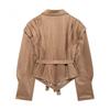 Autumn Women's Street Fashion Lace-up Waist-Cinching Jacket 