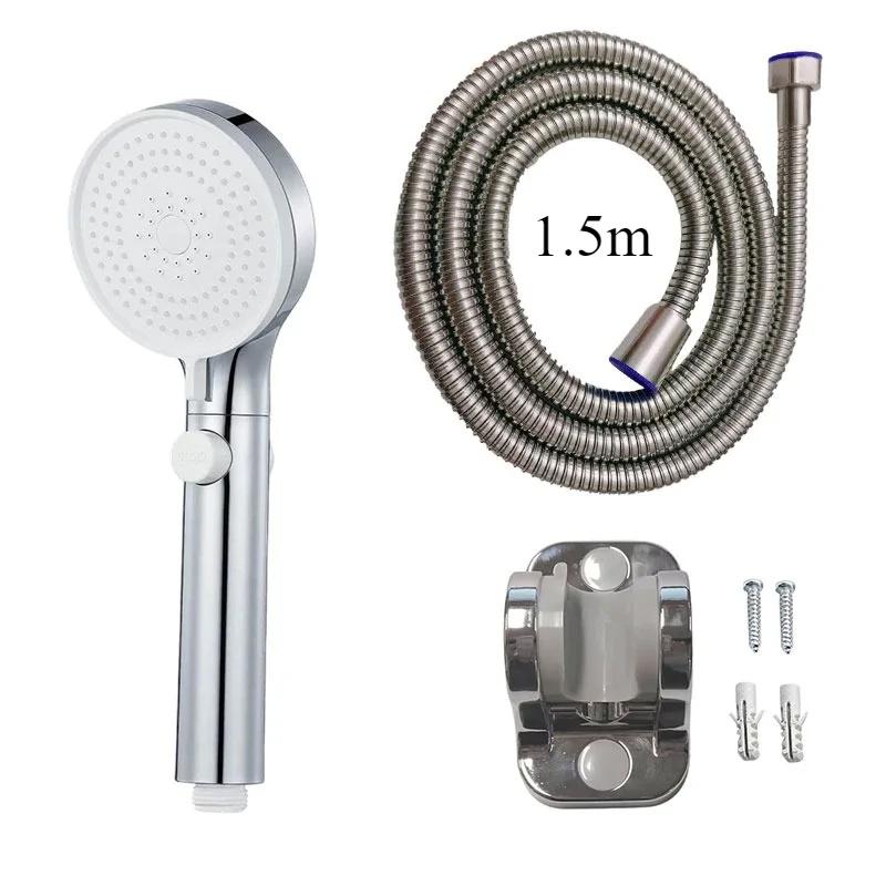 

Bathroom Leak-proof Pressurized Shower Head One-button Water-stop Switch Easy To Install Stainless Steel Bathroom Accessories