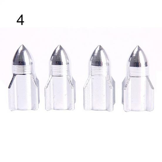 

4 шт., автомобильный велосипед, алюминиевый сплав, форма ракеты, шина, клапан, стержень колеса one size серебряный