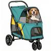 Dog Stroller Foldable Dog Buggy Up To 20kg with Cushion, Mesh Windows, Back Pocket, 92 X 63 X 95 Cm Dark Green