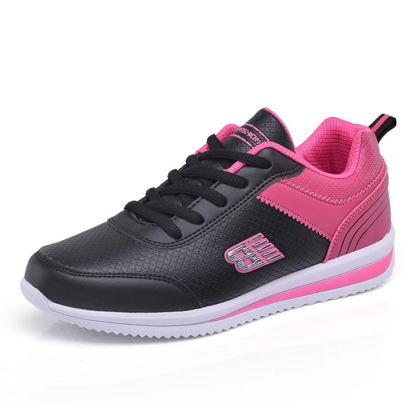 Damen PU-Leder Laufschuhe Elastische Freizeit-Sportschuhe Wasserdichte Outdoor-Trainings-Sneaker Leichte Jogging-Schuhe