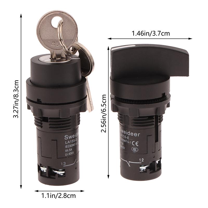 22Mm Key Knob Switch 1No1Nc 2/3 Position Self Locking Select Rotary Power Button Lock Switch Power Conversion Switch 10A On Off