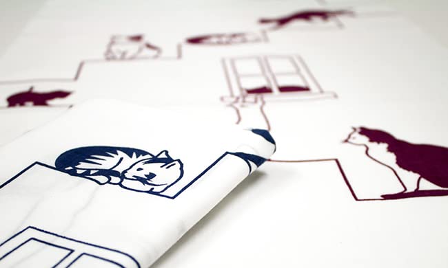 Dyeing Anbo Hand Towel Cat Navy Authentic Dyed Cotton Tokuoka Made In Japan 35cm X 100cm "Staircase Blue" 100%