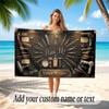 Barber Salon Theme Quick Dry Beach Towel Custom Name Text Print Large Sand Resistant Towel Beach Vacation