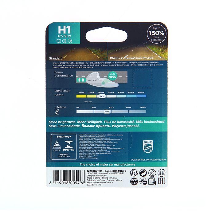 Philips Automotive 12258XVPB1 Ampoule Halogène X-tremeVision H1 55 W 12 V