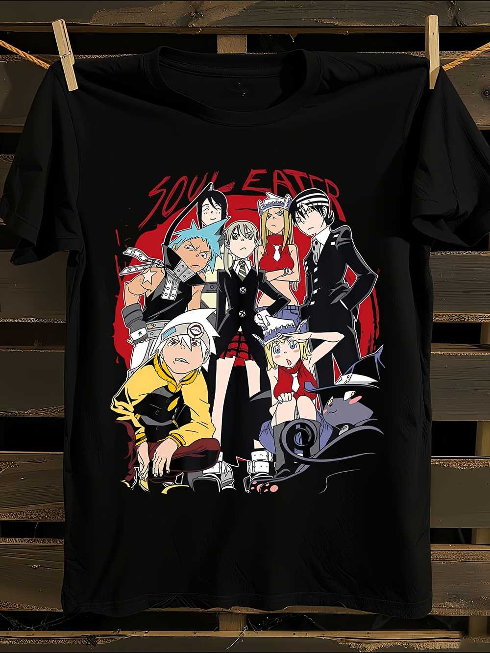 

Аниме Футболка Soul Eater Мужская Футболка Женские Футболки с Принтом Букв Футболка с Коротким Рукавом Повседневная Уличная Футболка Топ XL